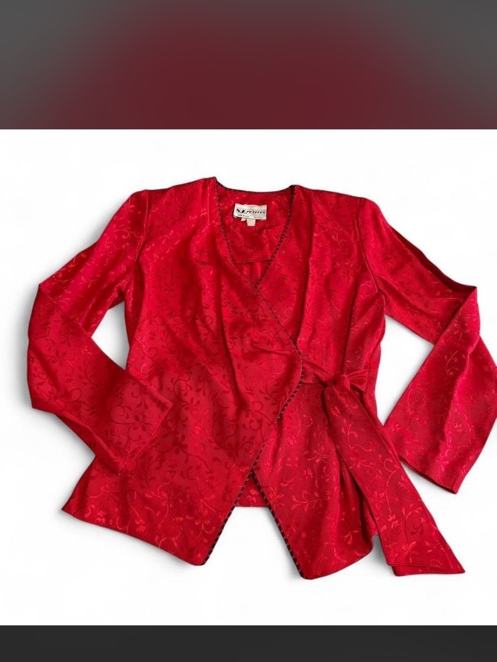 Red Jacquard Wrap Jacket